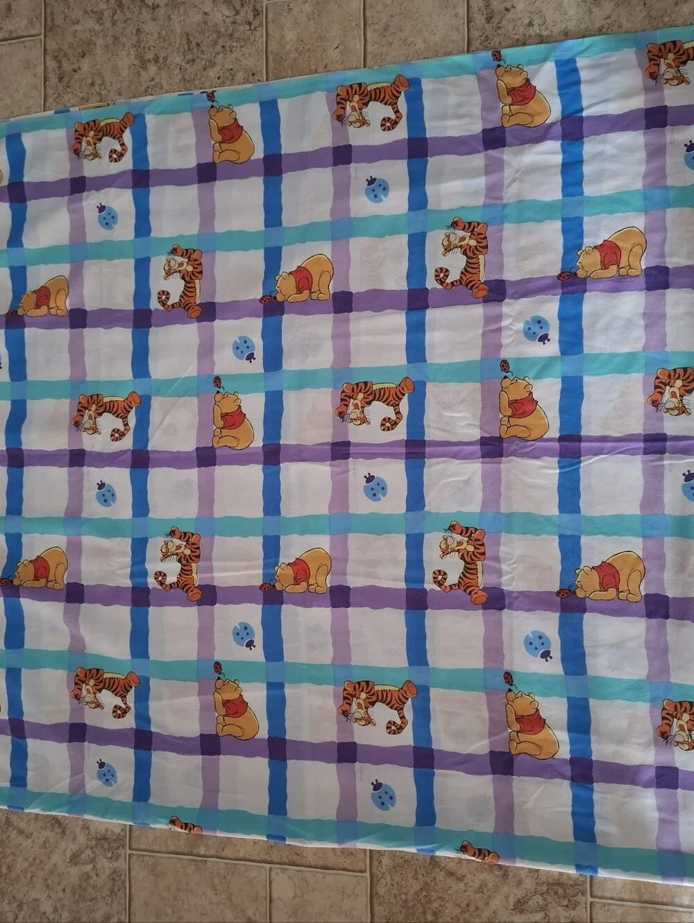 Vtg Disney Pooh & Tigger Top & Fitted Sheets Full Size Cotton Blend Made In USA